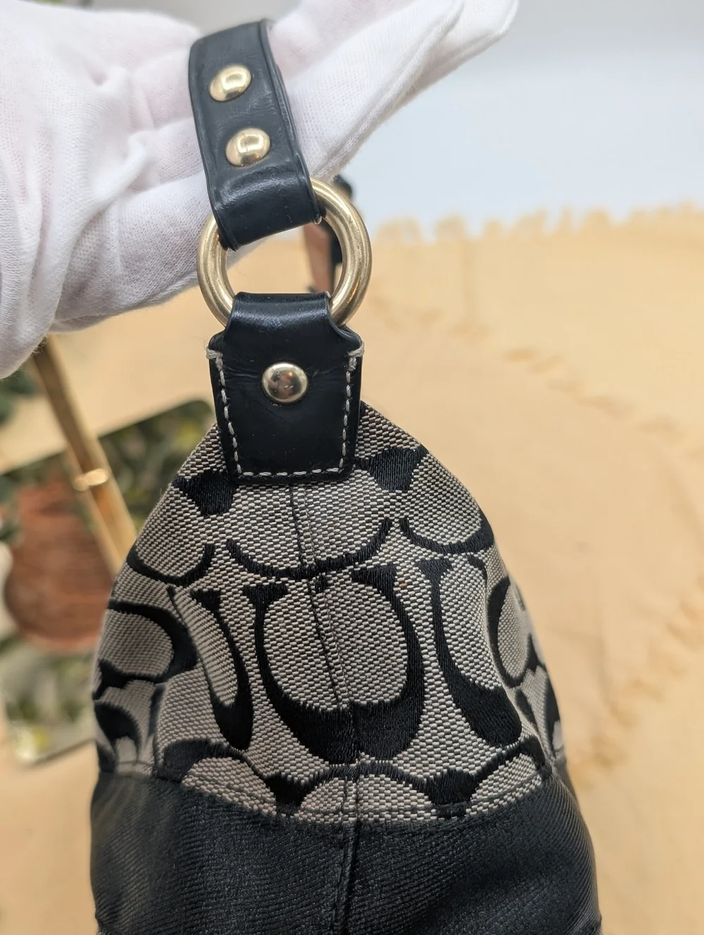 Coach Signature C Jacquard Black Demi Mini Baguette Purse Anniversary Y2K #40024
